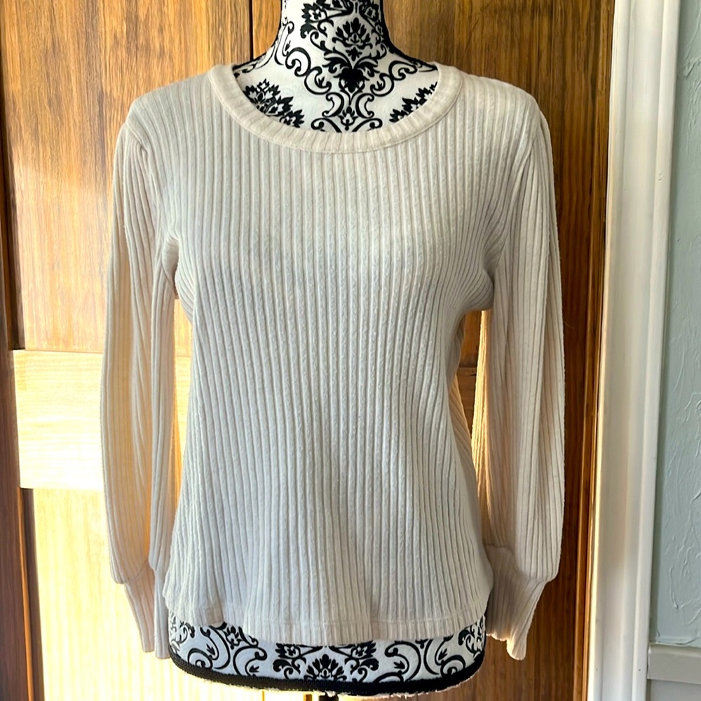 Madewell cream wide ribbed sweater